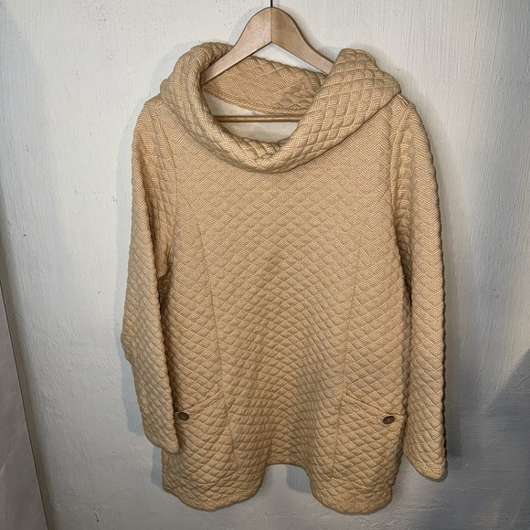 Soft Surroundings Orange Quilted Cowl Neck Tunic Cozy Fall Winter Women's Sz XL - Picture 1 of 4